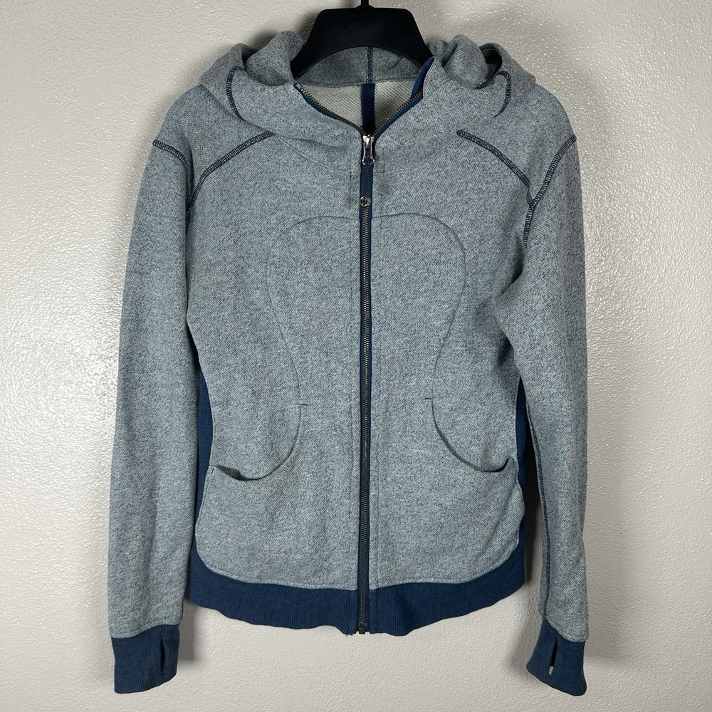 Lululemon Scuba Full Zip‎ Hoodie Womens Size 6 Heather Blue Sweatshirt Active
